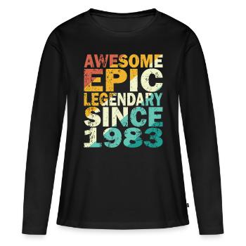 40e anniversaire né en 1983 Légendaire depuis 1983 - T-shirt manches longues Premium bio Femme - noir - Devant - Julia (174cm)