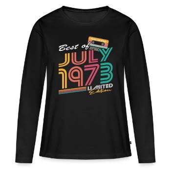 50. Geburtstag Jahrgang Juli 1973 Best of 1973 - Frauen Premium Bio Langarmshirt - Schwarz - Vorne - Julia (174cm)