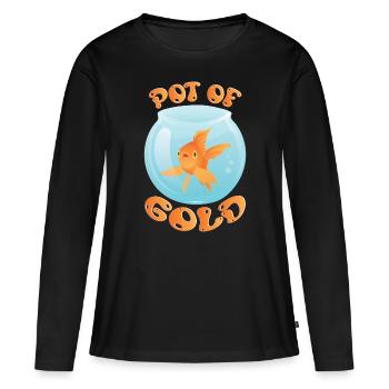 Pot De Or Poisson Rouge Pisciculture Aquariophile Aquarium - T-shirt manches longues Premium bio Femme - noir - Devant - Julia (174cm)