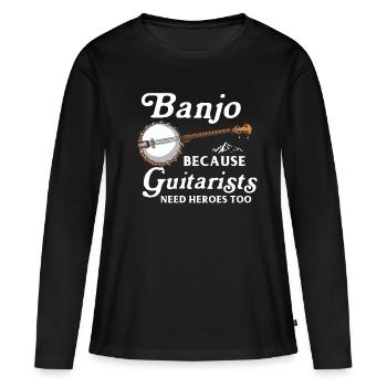 Chemises Banjo Pour Hommes Bluegrass Appalachia Folk - T-shirt manches longues Premium bio Femme - noir - Devant - Julia (174cm)