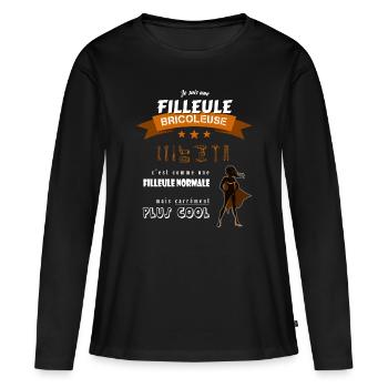 Je suis une Filleule Bricoleuse cool et super - T-shirt manches longues Premium bio Femme - noir - Devant - Julia (174cm)