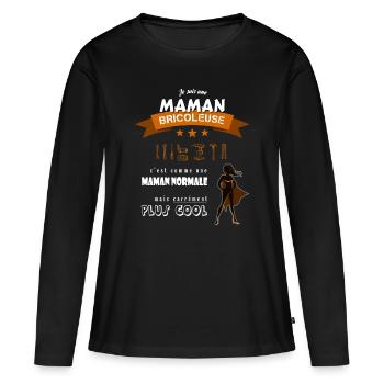 Je suis une Maman Bricoleuse cool et super - T-shirt manches longues Premium bio Femme - noir - Devant - Julia (174cm)