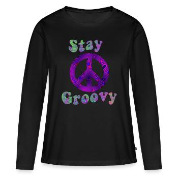 Hippie - T-shirt manches longues Premium bio Femme - noir - Devant - Julia (174cm)