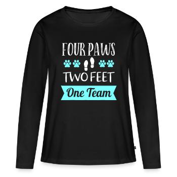 Hunde Agility Bekleidung Vier Pfoten Zwei Füße Team Hund Tr - Frauen Premium Bio Langarmshirt - Schwarz - Vorne - Julia (174cm)