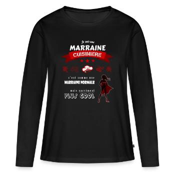 Je suis une Marraine Cuisinière cool et super - T-shirt manches longues Premium bio Femme - noir - Devant - Julia (174cm)