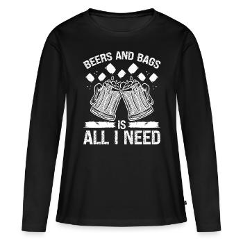 Cornhole Player Partner Beers and Bags Team - Women's Premium Organic Long Sleeve Shirt - black - Front - Julia (174cm)