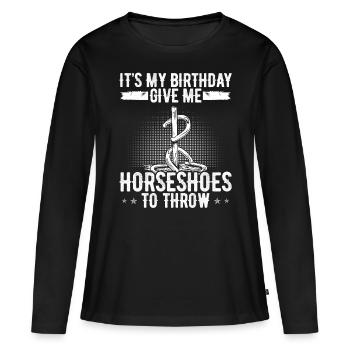 Horseshoe Pitching Game Birthday Idea for Tosser - Women's Premium Organic Long Sleeve Shirt - black - Front - Julia (174cm)