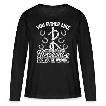 Horseshoe Pitching Game Tosser Thrower Tournament - Frauen Premium Bio Langarmshirt - Schwarz - Vorne - Julia (174cm)