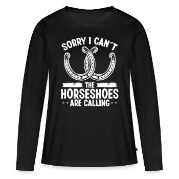 Horseshoe Pitching Game Horseshoes are calling - Frauen Premium Bio Langarmshirt - Schwarz - Vorne - Julia (174cm)