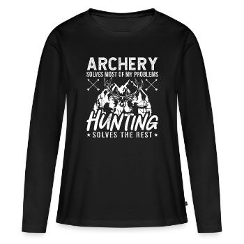 Bowhunting Archery Solves Most Of Target Bowhunter - Frauen Premium Bio Langarmshirt - Schwarz - Vorne - Julia (174cm)