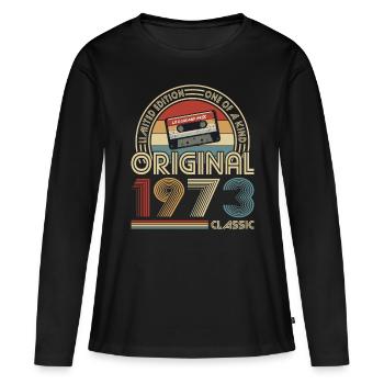50e anniversaire Né en 1973 Original 1973 Classique - T-shirt manches longues Premium bio Femme - noir - Devant - Julia (174cm)