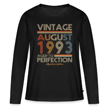 30. Geburtstag Jahrgang 1993 August 1993 - Frauen Premium Bio Langarmshirt - Schwarz - Vorne - Julia (174cm)