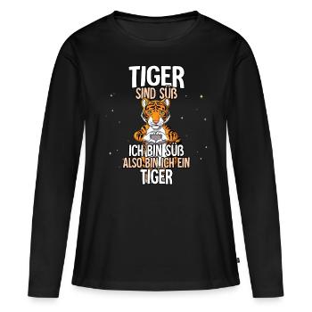 Tiger Sind Süß Tiger - Frauen Premium Bio Langarmshirt - Schwarz - Vorne - Julia (174cm)