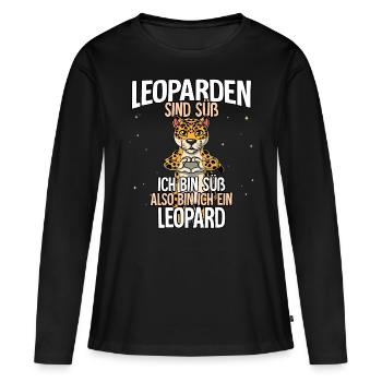 Leoparden Sind Süß Leopard - Frauen Premium Bio Langarmshirt - Schwarz - Vorne - Julia (174cm)