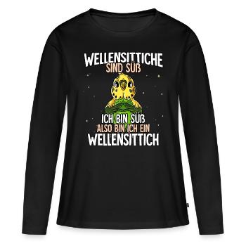 Wellensittiche Sind Süß Wellensittich - Frauen Premium Bio Langarmshirt - Schwarz - Vorne - Julia (174cm)