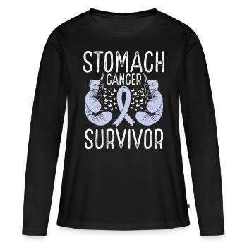 Stomach Cancer Survivor Awareness Ribbon Gloves - Frauen Premium Bio Langarmshirt - Schwarz - Vorne - Julia (174cm)