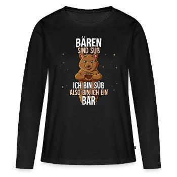 Bären Sind Süß Bär - Frauen Premium Bio Langarmshirt - Schwarz - Vorne - Julia (174cm)