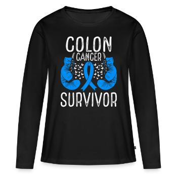 Colon Cancer Survivor Awareness Ribbon Gloves - Frauen Premium Bio Langarmshirt - Schwarz - Vorne - Julia (174cm)