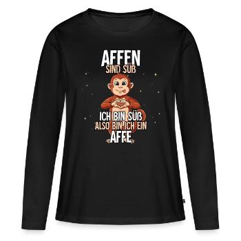 Affen Sind Süß Affe - Frauen Premium Bio Langarmshirt - Schwarz - Vorne - Julia (174cm)