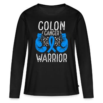 Colon Cancer Warrior Awareness Ribbon Gloves - Frauen Premium Bio Langarmshirt - Schwarz - Vorne - Julia (174cm)