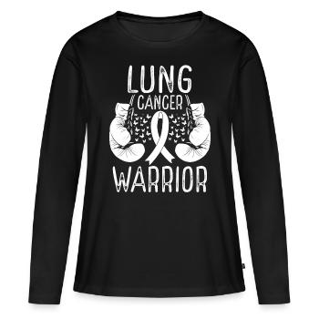 Lung Cancer Warrior Awareness Ribbon Gloves - Frauen Premium Bio Langarmshirt - Schwarz - Vorne - Julia (174cm)