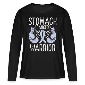 Stomach Cancer Warrior Awareness Ribbon Gloves - Frauen Premium Bio Langarmshirt - Schwarz - Vorne - Julia (174cm)