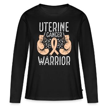 Uterine Cancer Warrior Awareness Ribbon Gloves - Women's Premium Organic Long Sleeve Shirt - black - Front - Julia (174cm)