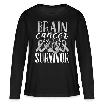 Brain Cancer Awareness Ribbon Gloves Survivor - Women's Premium Organic Long Sleeve Shirt - black - Front - Julia (174cm)