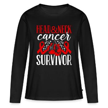 Head&Neck Cancer Awareness Ribbon Gloves Survivor - Frauen Premium Bio Langarmshirt - Schwarz - Vorne - Julia (174cm)