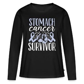 Stomach Cancer Awareness Ribbon Gloves Survivor - Frauen Premium Bio Langarmshirt - Schwarz - Vorne - Julia (174cm)