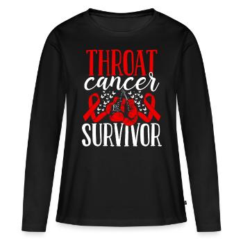 Throat Cancer Awareness Ribbon Gloves Survivor - Women's Premium Organic Long Sleeve Shirt - black - Front - Julia (174cm)
