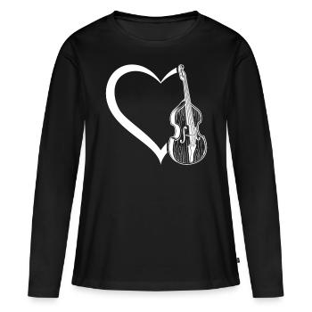 Double Bass Heart Double Bass Player Double Bassis - Women's Premium Organic Long Sleeve Shirt - black - Front - Julia (174cm)