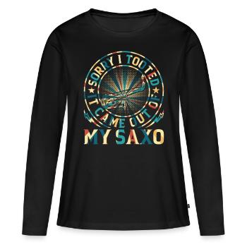Désolé d’avoir dit qu’il est sorti de mon saxophone - saxophones - T-shirt manches longues Premium bio Femme - noir - Devant - Julia (174cm)