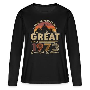 50th birthday Born 1973 Great Since 1973 - Women's Premium Organic Long Sleeve Shirt - black - Front - Julia (174cm)