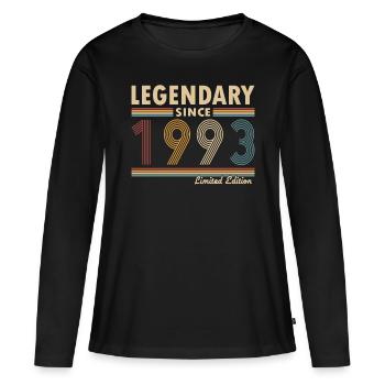 30. Geburtstag Jahrgang 1993 Legendary Since 1993 - Frauen Premium Bio Langarmshirt - Schwarz - Vorne - Julia (174cm)