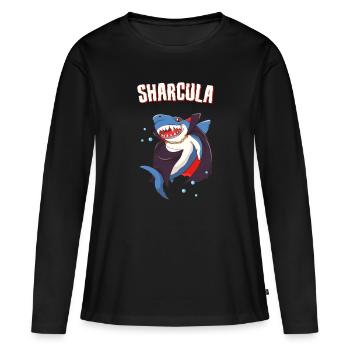 Sharcula drôle Dracula Shark Vampire Halloween - T-shirt manches longues Premium bio Femme - noir - Devant - Julia (174cm)