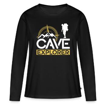 Höhlenforscher Caving Cave Höhlenwandern Höhle - Frauen Premium Bio Langarmshirt - Schwarz - Vorne - Julia (174cm)