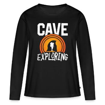 Höhle Erforschen Caving Höhlenwandern Cave - Frauen Premium Bio Langarmshirt - Schwarz - Vorne - Julia (174cm)
