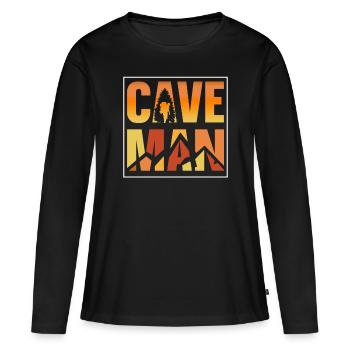 Höhlenmensch Cave Man Höhle Caving Höhlenwandern - Frauen Premium Bio Langarmshirt - Schwarz - Vorne - Julia (174cm)