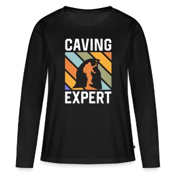 Höhlenforscher Cave Höhlenwandern Caving Höhle - Frauen Premium Bio Langarmshirt - Schwarz - Vorne - Julia (174cm)
