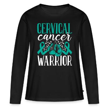 Cervical Cancer Awareness Ribbon Gloves Warrior - Women's Premium Organic Long Sleeve Shirt - black - Front - Julia (174cm)