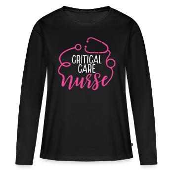 Critical Care Nurse Appreciation Heart Stethoscope - Women's Premium Organic Long Sleeve Shirt - black - Front - Julia (174cm)