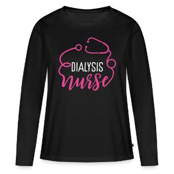 Dialysis Nurse Appreciation Heart Stethoscope - Women's Premium Organic Long Sleeve Shirt - black - Front - Julia (174cm)