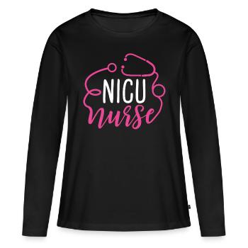 Nicu Nurse Appreciation Heart Stethoscope - Frauen Premium Bio Langarmshirt - Schwarz - Vorne - Julia (174cm)