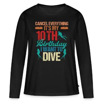 10 Year Old Scuba Diver Birthday Idea Snorkeling - Frauen Premium Bio Langarmshirt - Schwarz - Vorne - Julia (174cm)