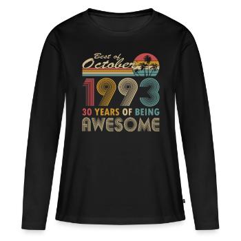 30. Geburtstag Jahrgang 1993 Best of 1993 - Frauen Premium Bio Langarmshirt - Schwarz - Vorne - Julia (174cm)