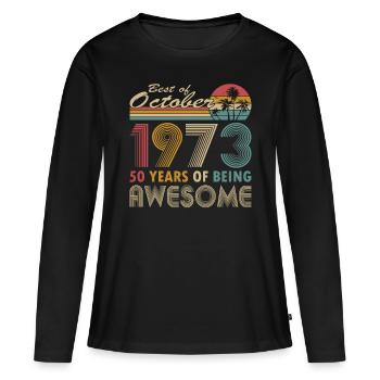 50. Geburtstag Jahrgang 1973 Best of 1973 - Frauen Premium Bio Langarmshirt - Schwarz - Vorne - Julia (174cm)