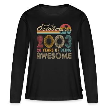 20. Geburtstag Jahrgang 2003 Best of 2003 - Frauen Premium Bio Langarmshirt - Schwarz - Vorne - Julia (174cm)