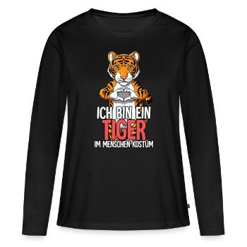 Ich Bin Ein Tiger - Frauen Premium Bio Langarmshirt - Schwarz - Vorne - Julia (174cm)