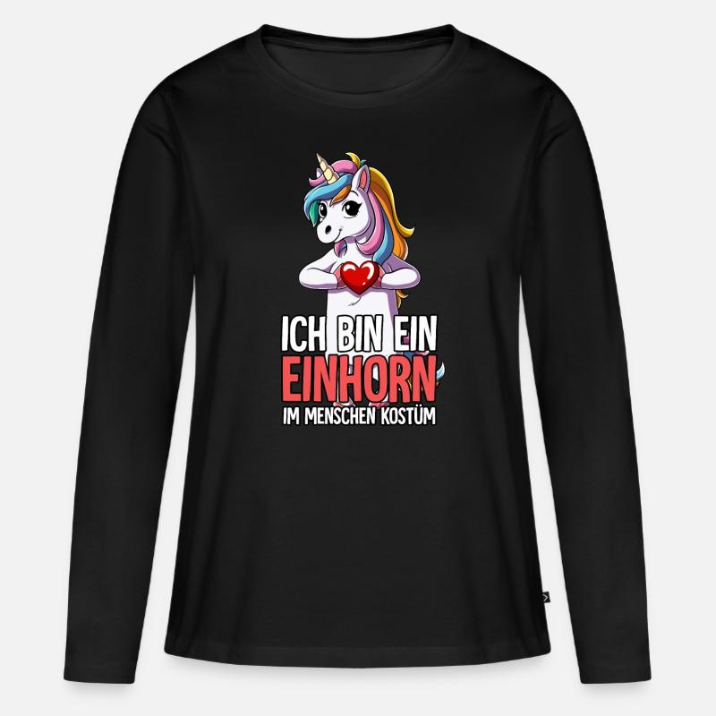 Ich Bin Ein Einhorn - Frauen Premium Bio Langarmshirt - Schwarz